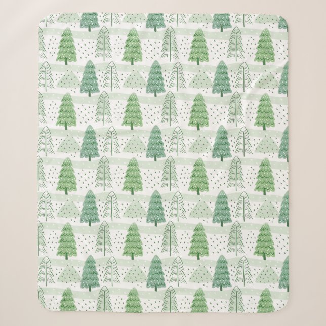 Cobertor Sherpa Modern Christmas Trees Pattern  (Frente)
