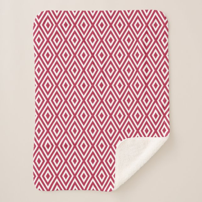 Cobertor Sherpa Modern Crimson Red Geométrico (Frente)
