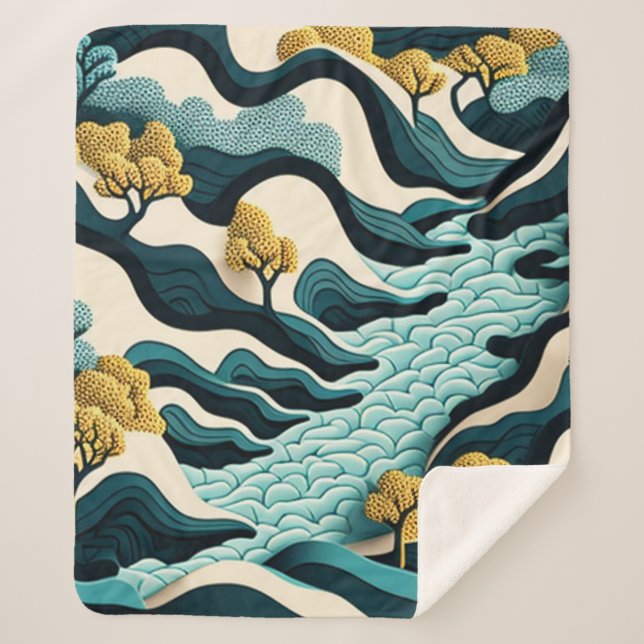 Cobertor Sherpa Modern Landscape (Frente)