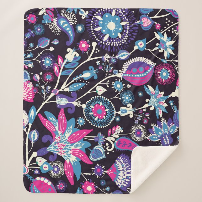 Cobertor Sherpa Modern paisley: padrão oriental tradicional. (Frente)