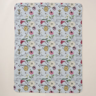 Cobertor Sherpa Modern Silver Mist Rainha Bebê Coroa Real Floral