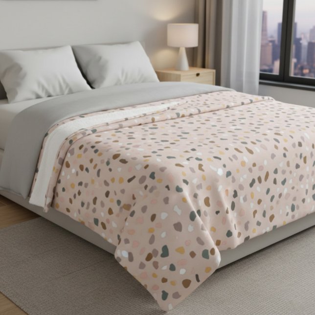 Cobertor Sherpa Modern Terrazzo Padrão Suave Neutro (Criador carregado)