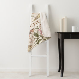 Cobertor Sherpa Modern Trendy Wildflower Floral Monograma Botânico