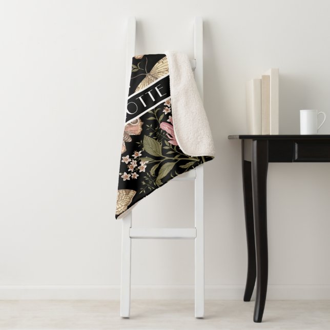 Cobertor Sherpa Modern Trendy Wildflower Floral Monograma Botânico (In Situ)