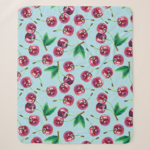 Cobertor Sherpa Modern Watercolor Cherries: Juicy Berry Patterno