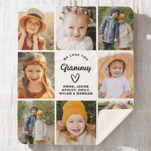 Cobertor Sherpa Modern We Love You Grammy Family Photo Collage