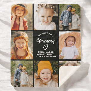 Cobertor Sherpa Modern We Love You Grammy Family Photo Collage