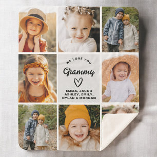 Cobertor Sherpa Modern We Love You Grammy Family Photo Collage