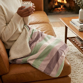 Cobertor Sherpa Moderna Linear | Sage Envelhecido e Rosa Chá