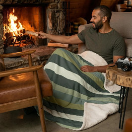 Cobertor Sherpa Moderna Linear | Sage Envelhecido & Musgo de Inver