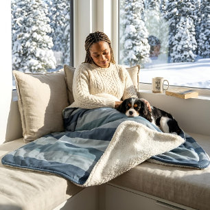 Cobertor Sherpa Moderna Linear   Slate & Nordic Sea