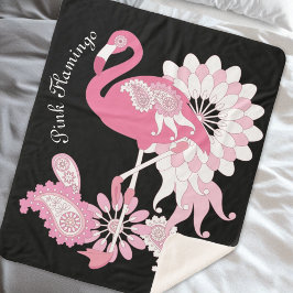 Cobertor Sherpa Moderno Caprichoso Flamingo Rosa Preto