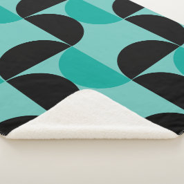 Cobertor Sherpa Moderno de Meados do Século Preto e verde-mint