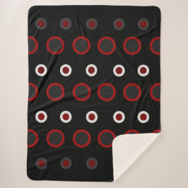 Cobertor Sherpa Moderno de meados do século vermelho, preto e cinz