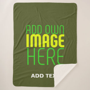 COBERTOR SHERPA MODERNO EDITABLE ARMY GREEN IMAGE TEXTO MODELO
