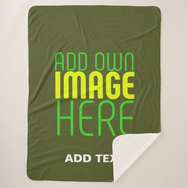 COBERTOR SHERPA MODERNO EDITABLE ARMY GREEN IMAGE TEXTO MODELO (Frente)
