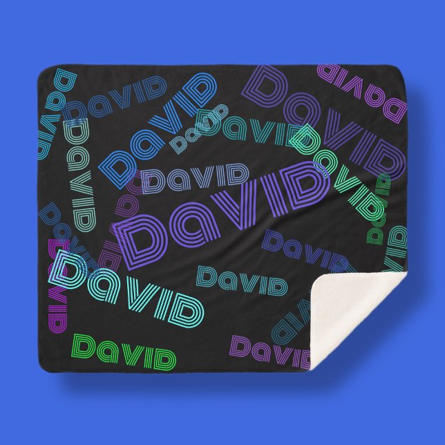 Cobertor Sherpa Moderno, qualquer colagem de nomes | blues, púrpur (Criador carregado)