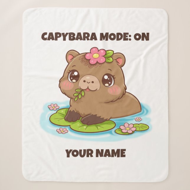 Cobertor Sherpa Modo Capivara Kawaii Fofo Personalizado (Frente)