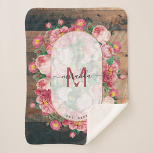 Cobertor Sherpa Mola Botânica Chic Vintage Monograma Madeira