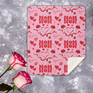 Cobertor Sherpa MOM/WOW: Uma Carta de Amor em Vermelho a rosa |