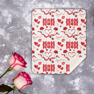 Cobertor Sherpa MOM/WOW: Uma Carta de Amor em Vermelho em Branco |