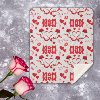 Cobertor Sherpa MOM/WOW: Uma Carta de Amor em Vermelho na cinza |