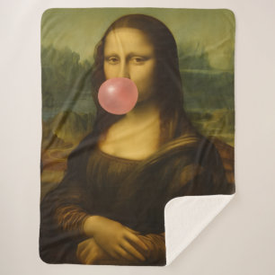 Cobertor Sherpa Mona Lisa Piscando Goma-Bolha Rosa