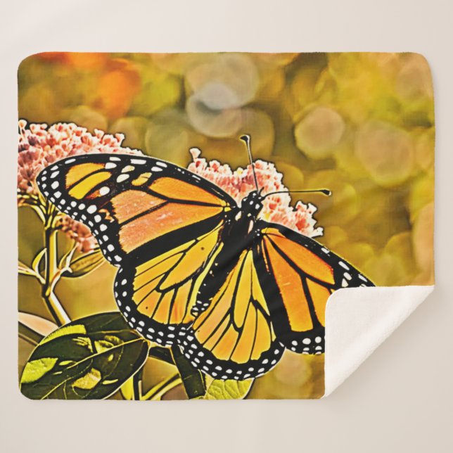 Cobertor Sherpa  Monarch Butterfly Garden Art (Frente (Horizontal))