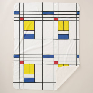 Cobertor Sherpa Mondrian II Design de Arte Moderna Minimalista De 