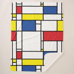 Cobertor Sherpa Mondrian Minimalist Geométrico De Stijl Modern Art