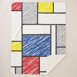 Cobertor Sherpa Mondrian Rabiscos Minimalista Arte Moderna De Stij
