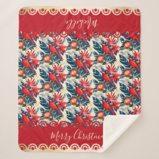 Cobertor Sherpa Monogram Merry Christmas & Happy New Year! Floral
