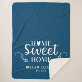 Cobertor Sherpa Monograma Azul Moderno Novo Data Estabelecida