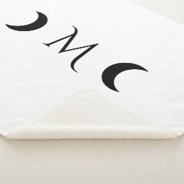 Cobertor Sherpa Monograma branco e preto das luas do Crescente Mod