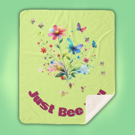 Cobertor Sherpa Monograma com Cor Floral Simples