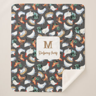 Cobertor Sherpa Monograma da Casa Farmônica da Família de Galinhas