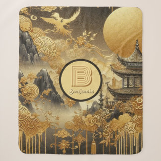 Cobertor Sherpa Monograma de Desvio de Ouro Falsa de Pintura Chine