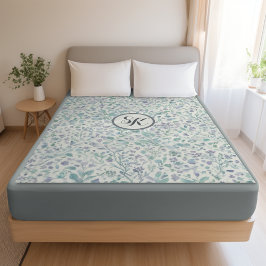 Cobertor Sherpa Monograma de lavanda e Folha Verde