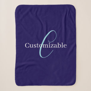 Cobertor Sherpa Monograma de Letra Cursiva Editável Roxo Azulado
