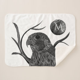 Cobertor Sherpa Monograma de lua cheia de falcão