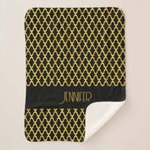 Monograma de ouro e quatrefoil preto