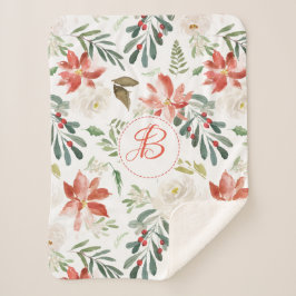 Cobertor Sherpa Monograma de padrão de flores coloridas de Natal