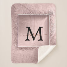 Monograma de Script Glitter Dourado rosa