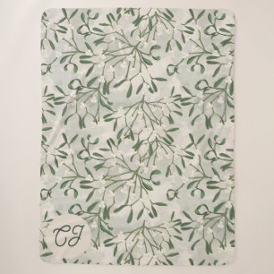 Cobertor Sherpa Monograma de Visco Verde Oliva Elegante