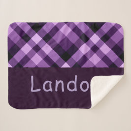 Cobertor Sherpa Monograma de Xadrez Roxo Pequeno Sherpa Blanket