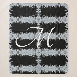 Cobertor Sherpa Monograma do Gráfico ArtDeco preto e branco