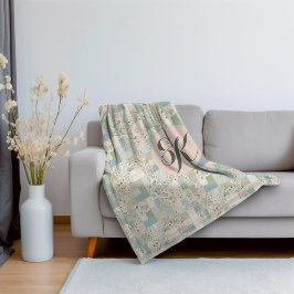 Cobertor Sherpa Monograma do Mint Patchwork