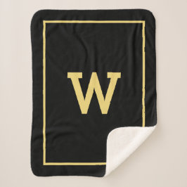 Cobertor Sherpa Monograma inicial Dourado preto simples