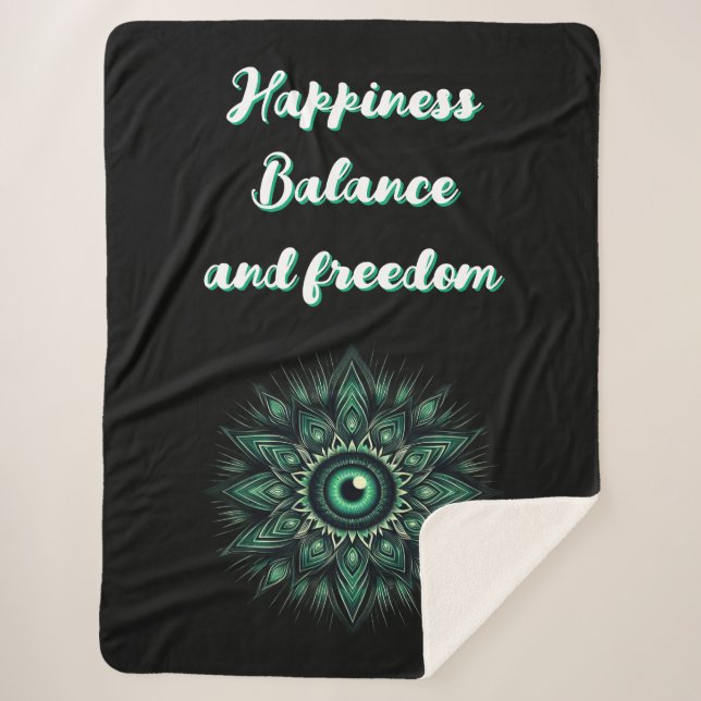 Cobertor Sherpa Monograma Mau Verde Escuro Símbolo de Olhos a Pret (Frente)