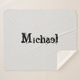 Cobertor Sherpa Monograma moderno minimalista, nome cinza negra